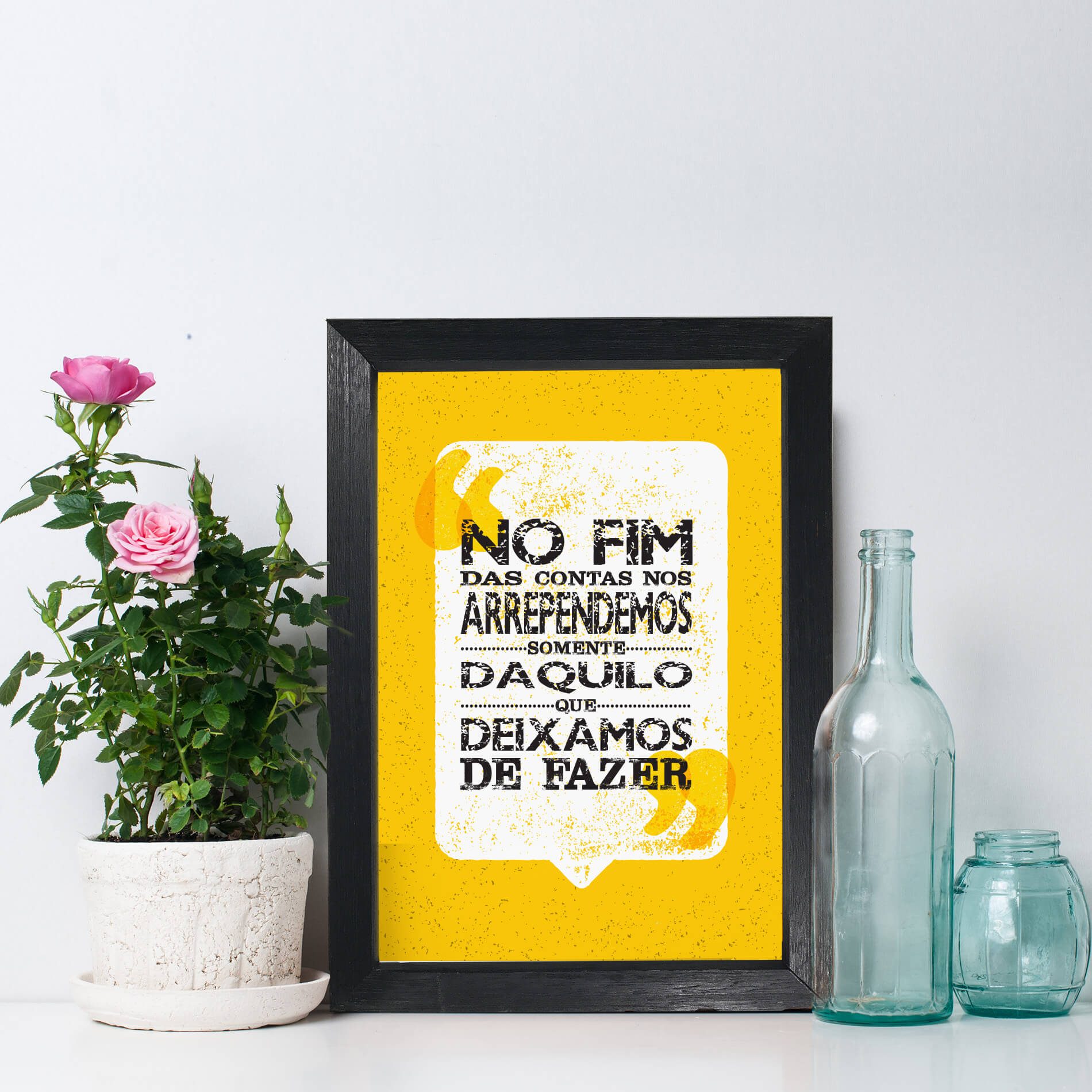 Quadro Decorativo Frase No fim das contas 22x32 Moldura Preta