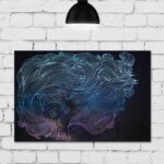 Placa Decorativa MDF Garota Waves 30x40