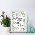 Quadro Decorativo com Moldura Branca Plante amor 22x32cm