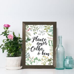 Quadro Decorativo com Moldura Marrom Plante amor