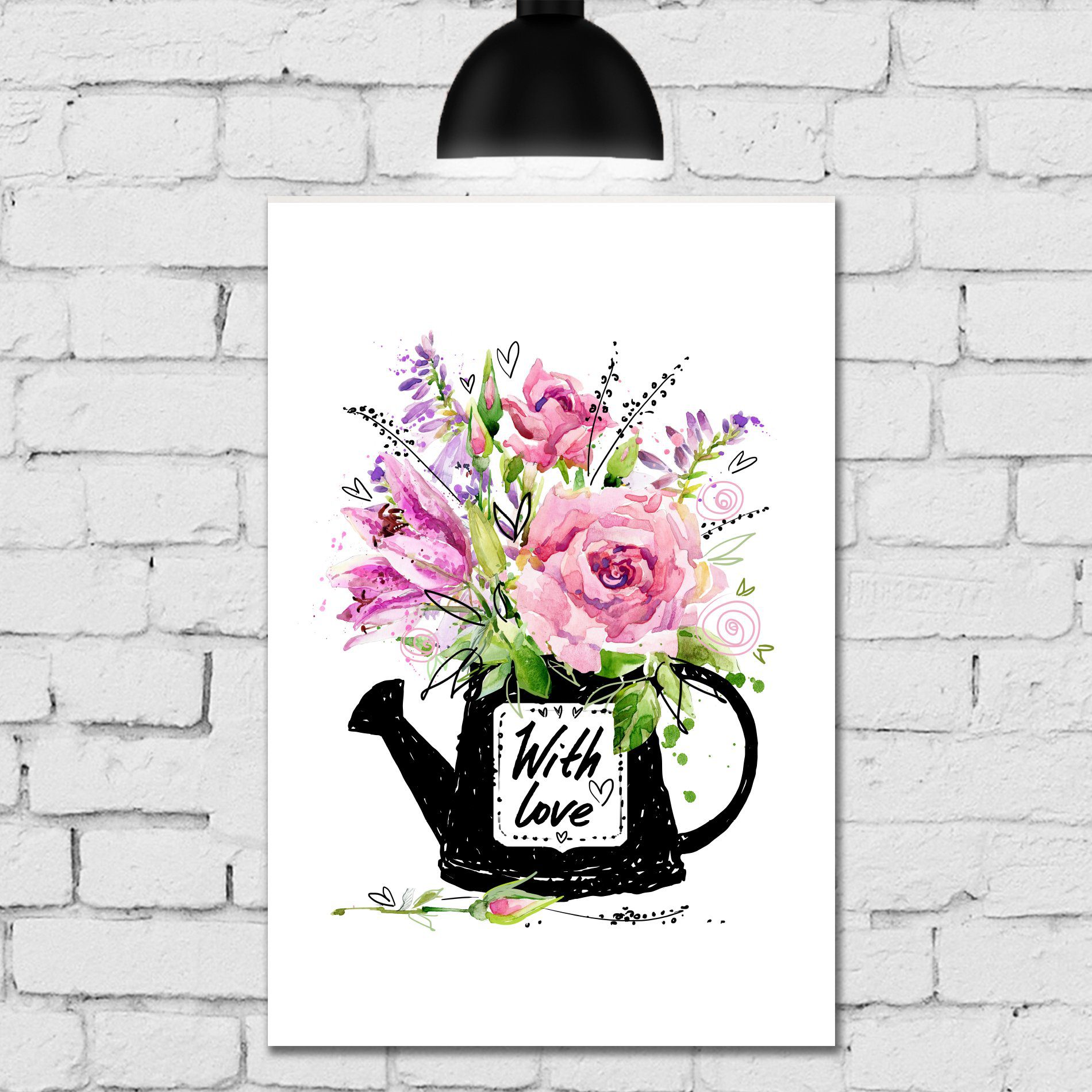 Placa Decorativa MDF Regador Aquarela