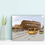 Placa Decorativa MDF Roma Viagem em Gravuras 20x30cm