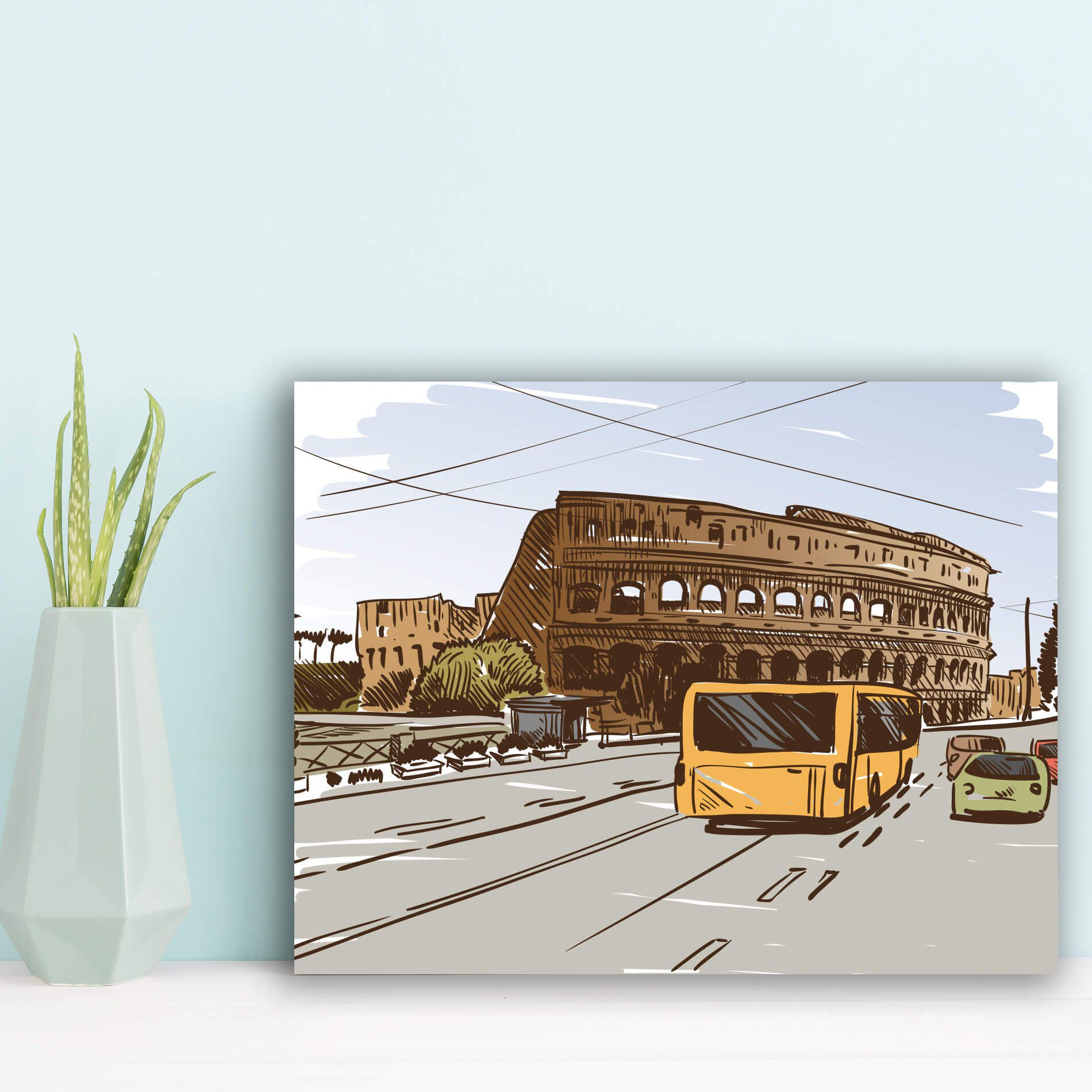 Placa Decorativa MDF Roma Viagem em Gravuras