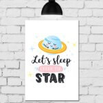 Placa Decorativa Infantil em MDF Planeta Soneca 20x30cm