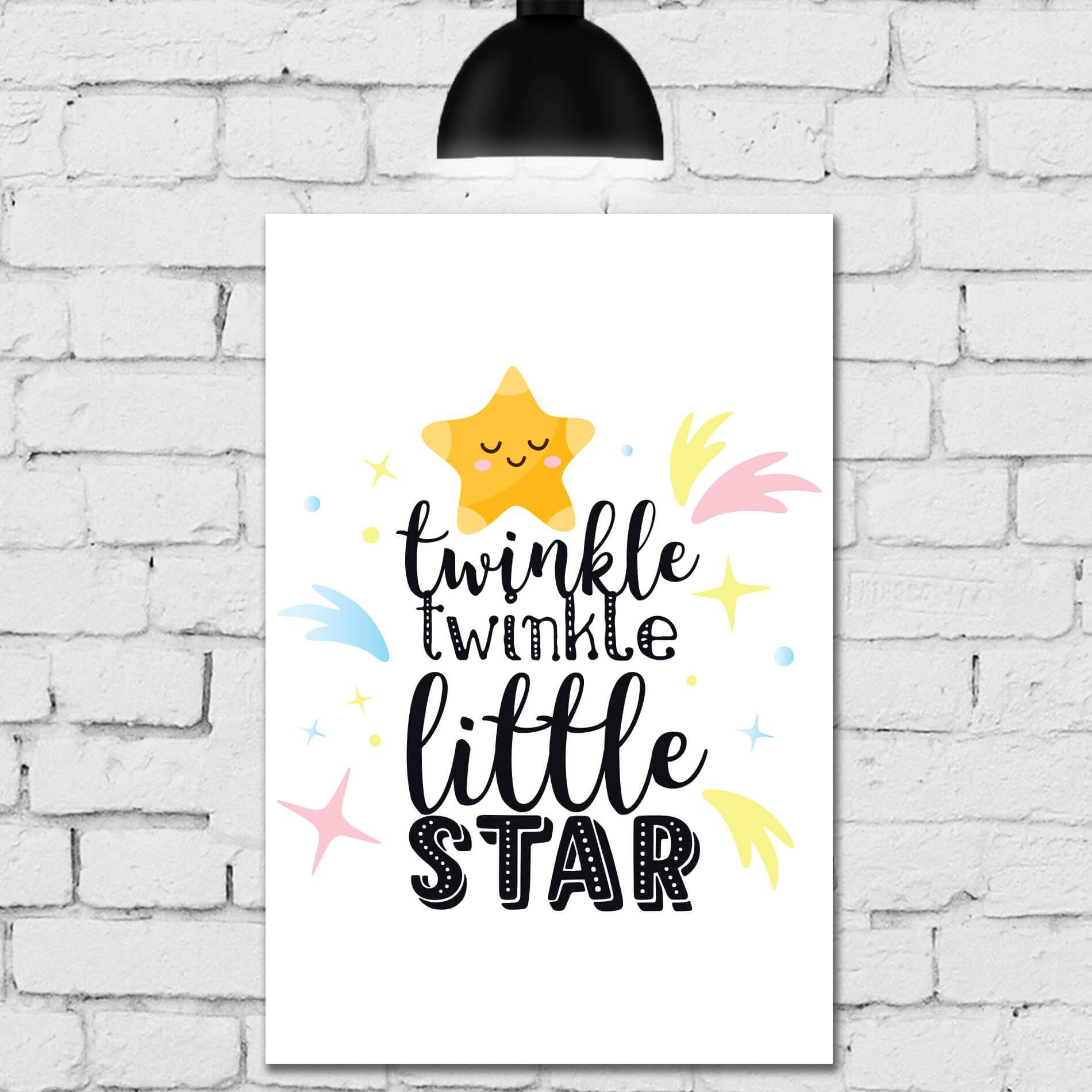 Placa Decorativa Infantil em MDF Estrela Soneca