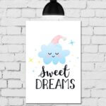 Placa Decorativa Infantil em MDF Nuvem Soneca 30x40cm