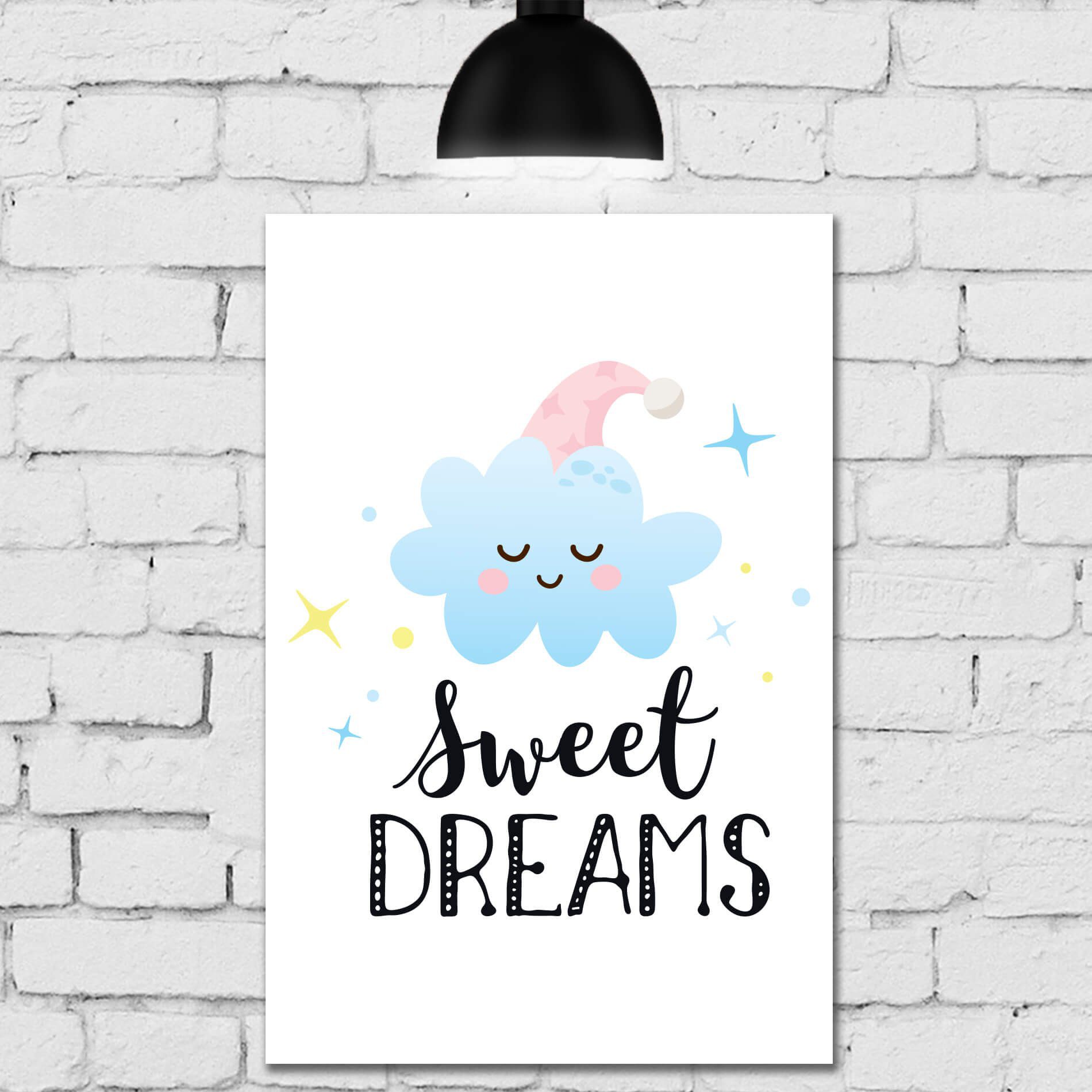 Placa Decorativa Infantil em MDF Nuvem Soneca
