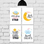 Placa Decorativa MDF Infantil Soneca 20x30cm - kit 4 unidades