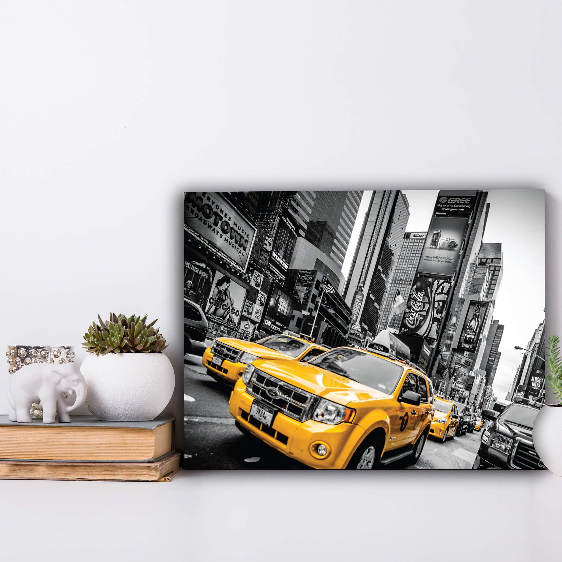 Placa Decorativa MDF Cidades Táxi Amarelo