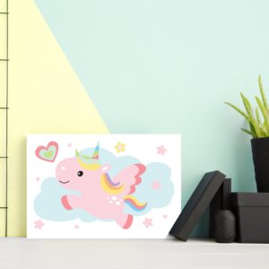 Placa Decorativa MDF Infantil Unicórnio Nuvem