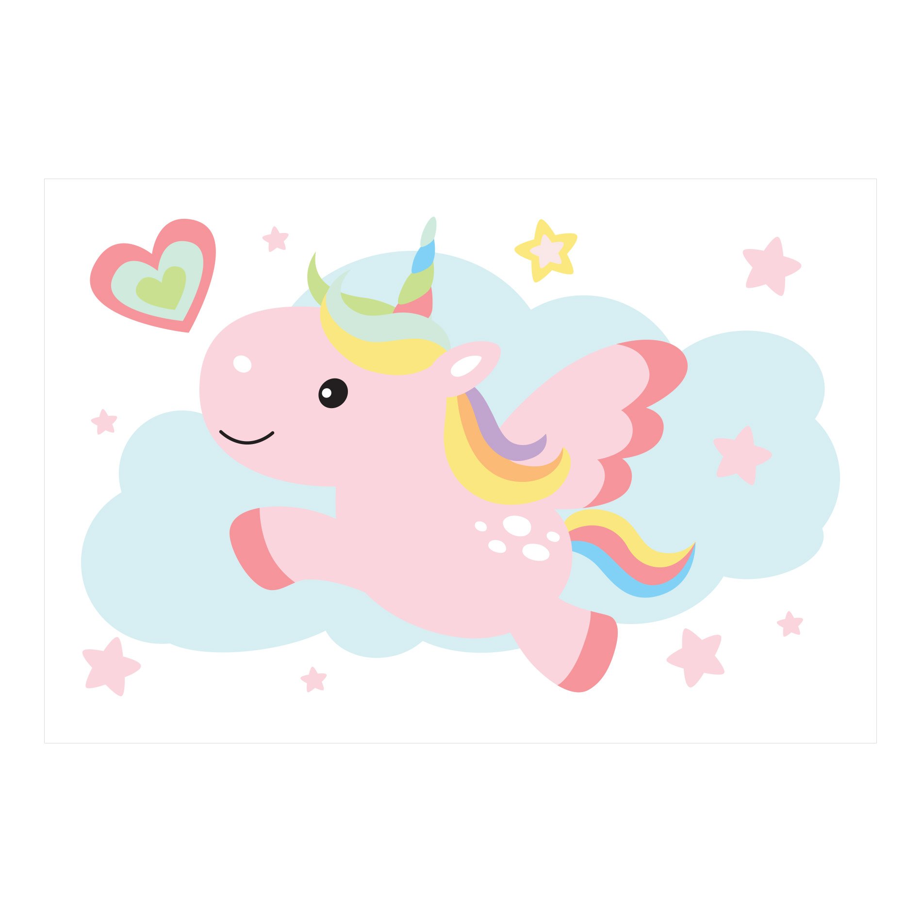 Placa Decorativa MDF Infantil Unicornio Nuvem