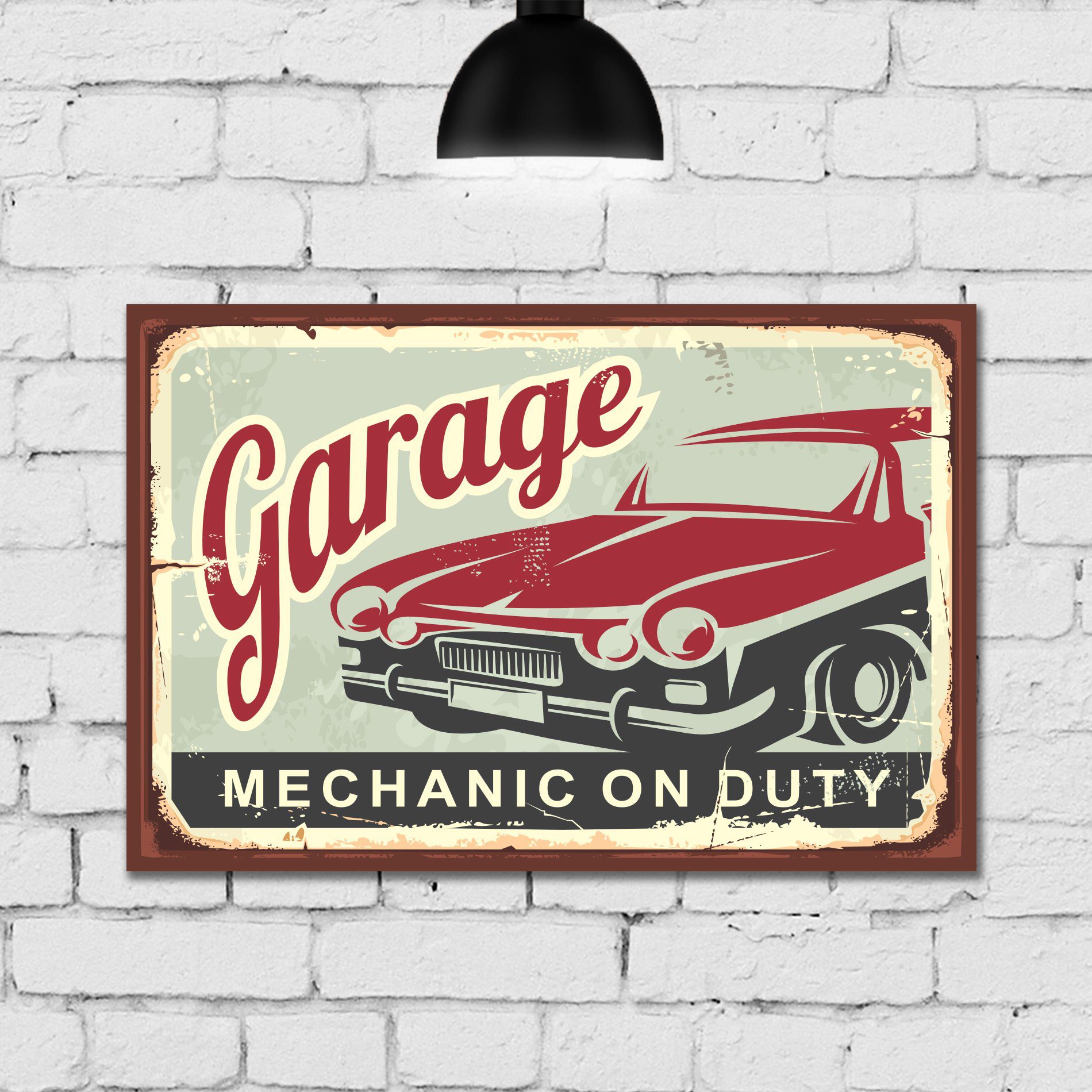 Placa Decorativa MDF Vintage Carros Clássicos Kit 4un 30x40cm