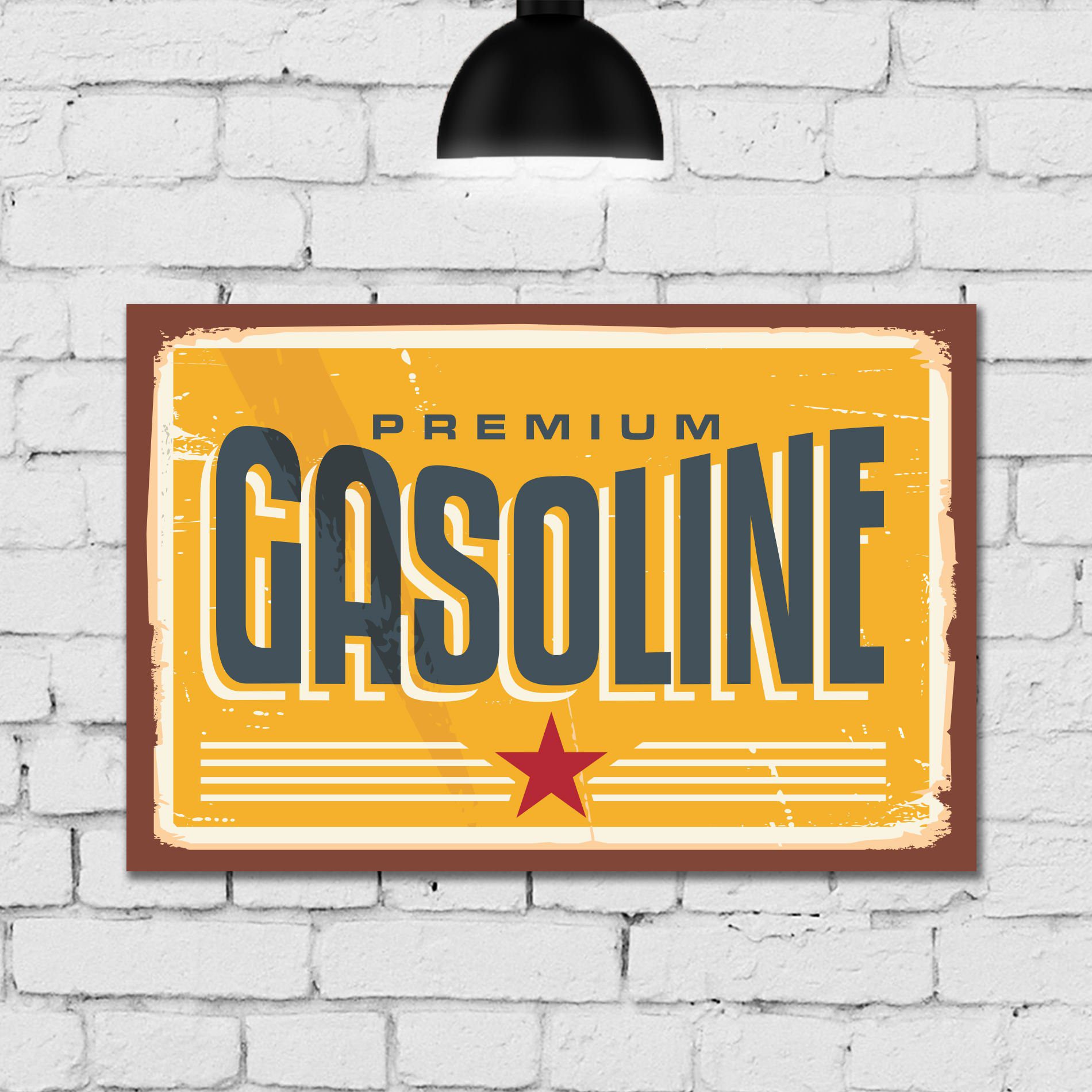 Placa Decorativa Vintage Carros Gasolina 4un MDF 20x30cm