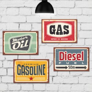 Placa Decorativa Vintage Carros Gasolina