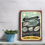 Placa Decorativa Vintage Carros Car Sales 20x30cm