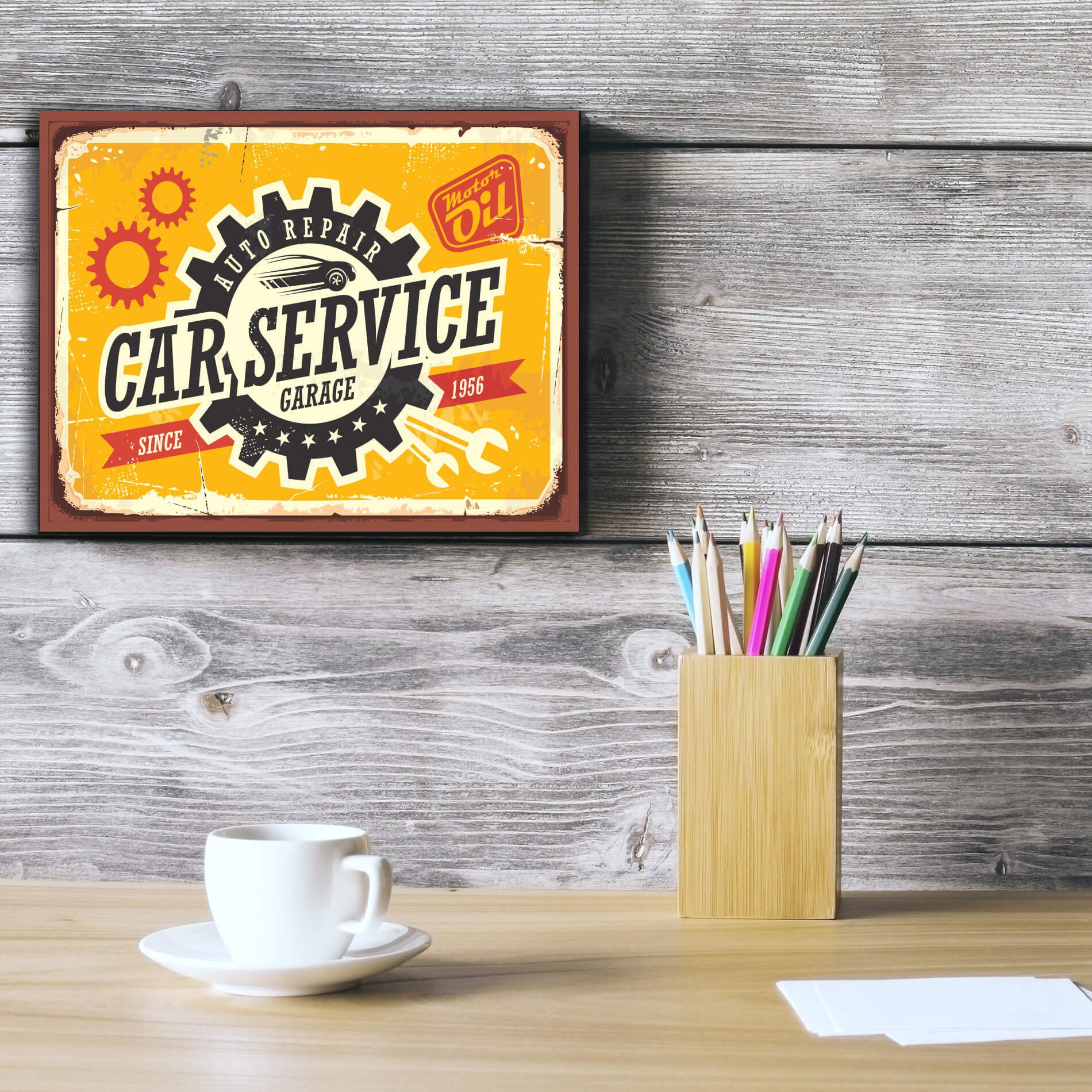 Placa Decorativa Vintage Carros Car Service