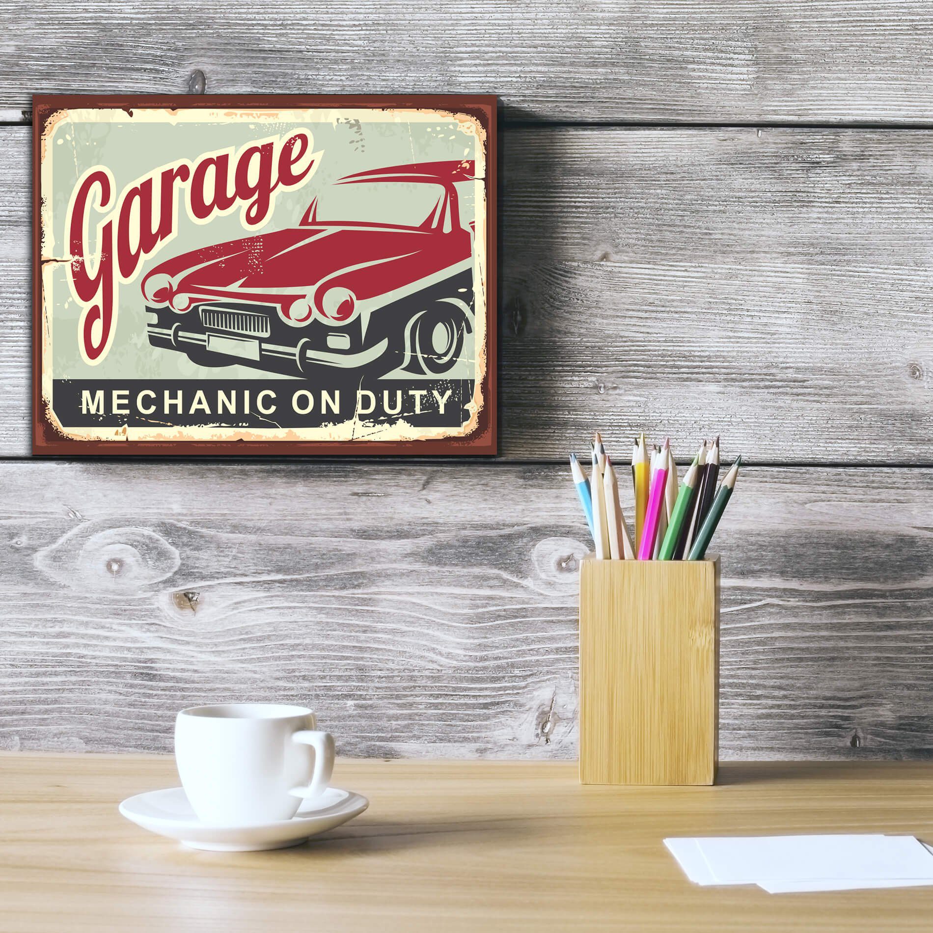 Placa Decorativa Vintage Carros Garage