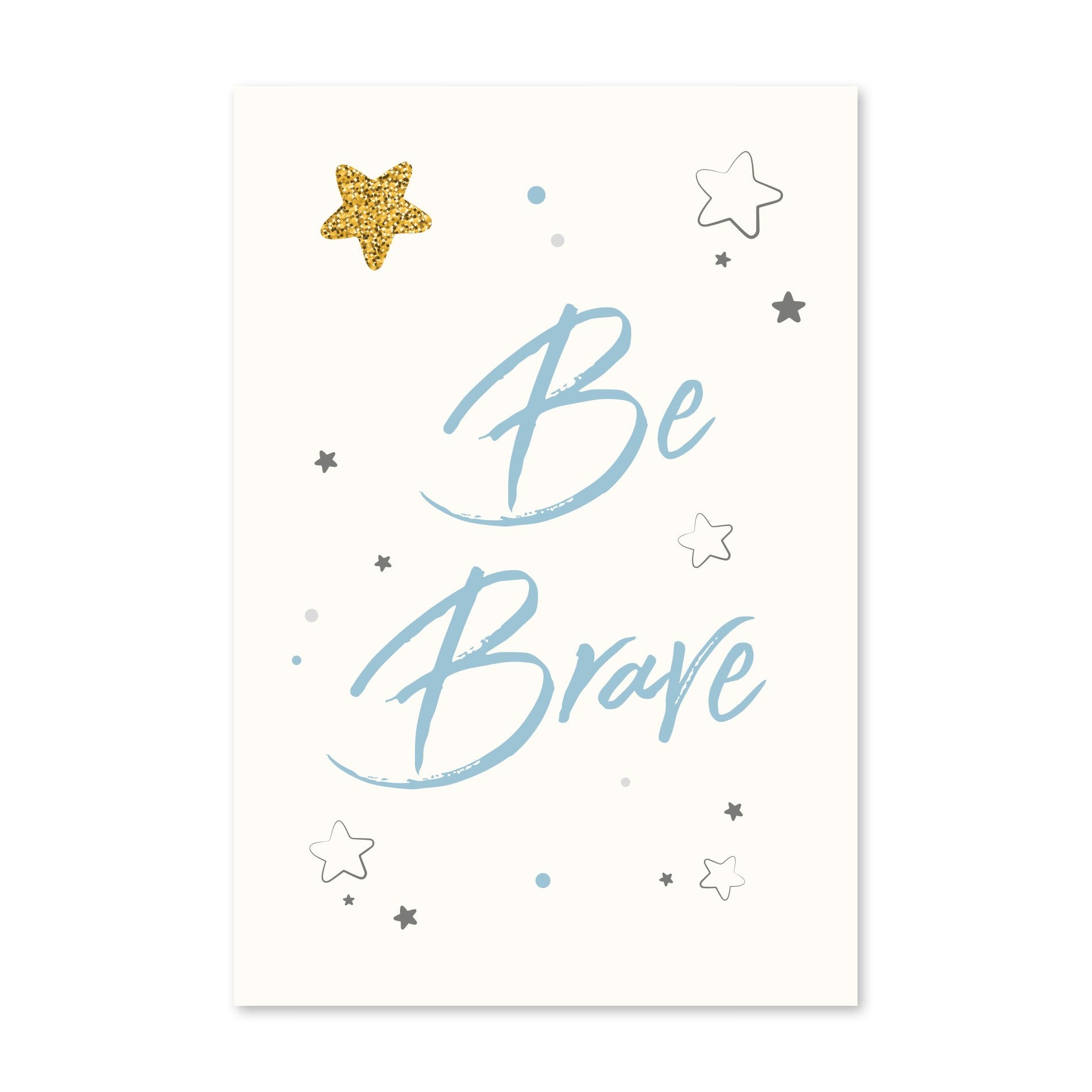 Placa Decorativa Frase Be Brave Azul e Estrela 20x30cm