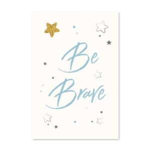 Placa Decorativa Frase Be Brave Azul e Estrela 30x40cm