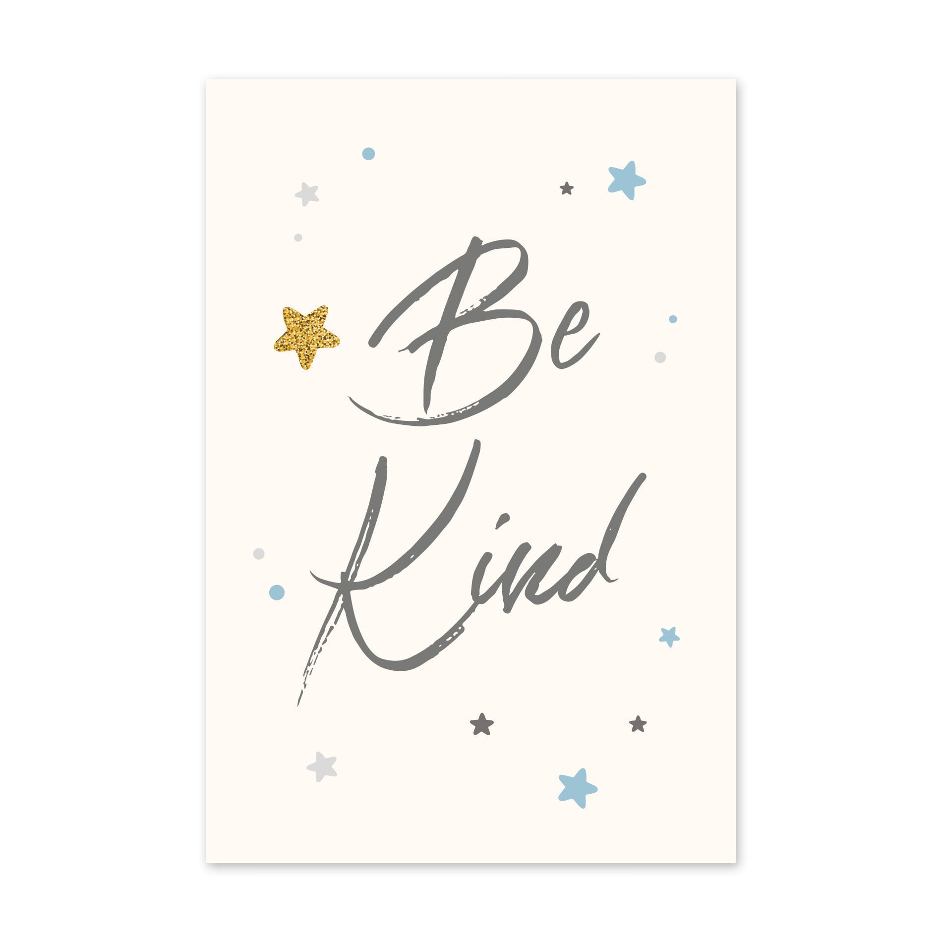 Placa Decorativa Frase Be Kind Azul e Estrela 30x40cm
