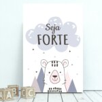 Placa Decoração Escandinava MDF Ursinho 30x40cm