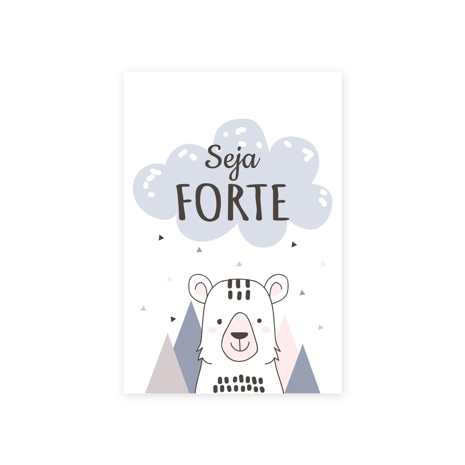 Placa Decoração Escandinava MDF Ursinho 20x30cm