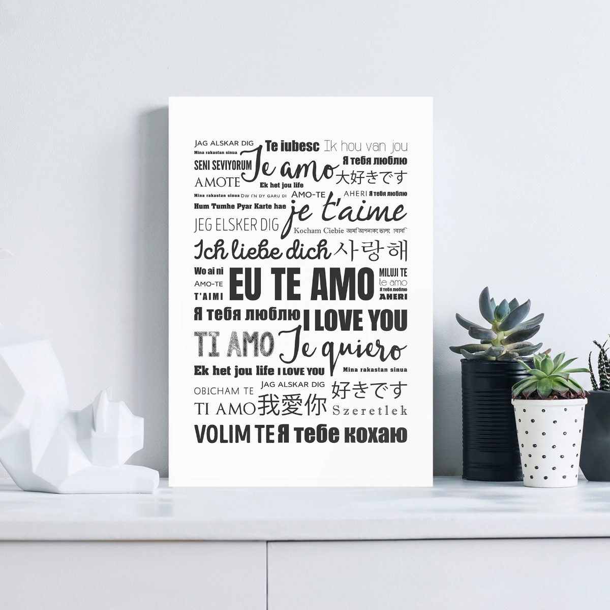Placa Decorativa Eu Te Amo Idiomas 20x30cm