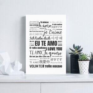 Placa Decorativa Eu Te Amo Idiomas 30x40cm