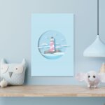 Placa Decorativa Farol Praia Infantil 30x40cm