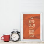 Quadro Decorativo Frase Keep Calm Moldura Branca 22x32cm