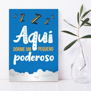 Placa Decorativa MDF Infantil Frase Pequeno Poderoso 30x40cm