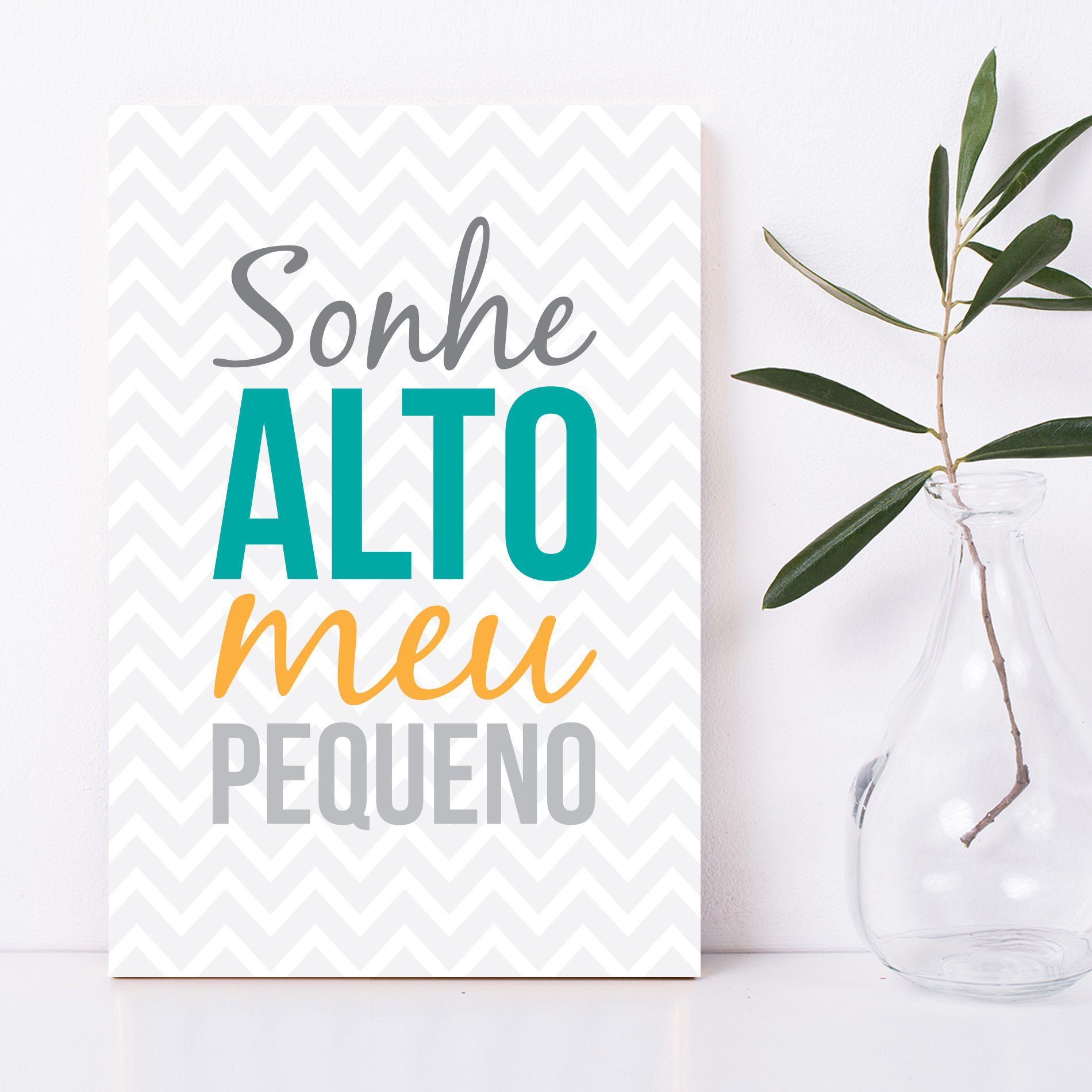 Placa Decorativa MDF Infantil Frase Sonhe Alto