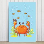 Placa Decorativa MDF Infantil Fundo do Mar Caranguejo 20x30