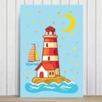 Placa Decorativa MDF Infantil Fundo do Mar Farol 20x30cm