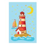 Placa Decorativa MDF Infantil Fundo do Mar Farol 30x40cm