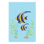 Placa Decorativa MDF Infantil Fundo do Mar Peixe Azul 30x40
