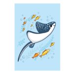 Placa Decorativa MDF Infantil Fundo do Mar Raia 30x40cm