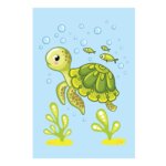 Placa Decorativa MDF Infantil Fundo do Mar Tartaruga 30x40cm