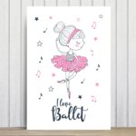 Placa Decorativa MDF Bailarina Frase I Love Ballet 20x30cm