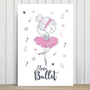 Placa Decorativa MDF Bailarina Frase I Love Ballet 