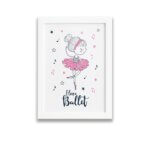 Quadro Bailarina Frase I Love Ballet Moldura Branca 22x32cm