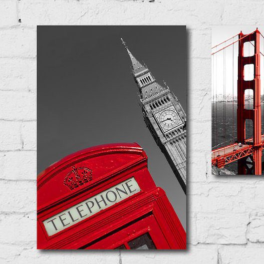 Kit Placa decorativa MDF Cidades em Detalhe Vermelho 20x30