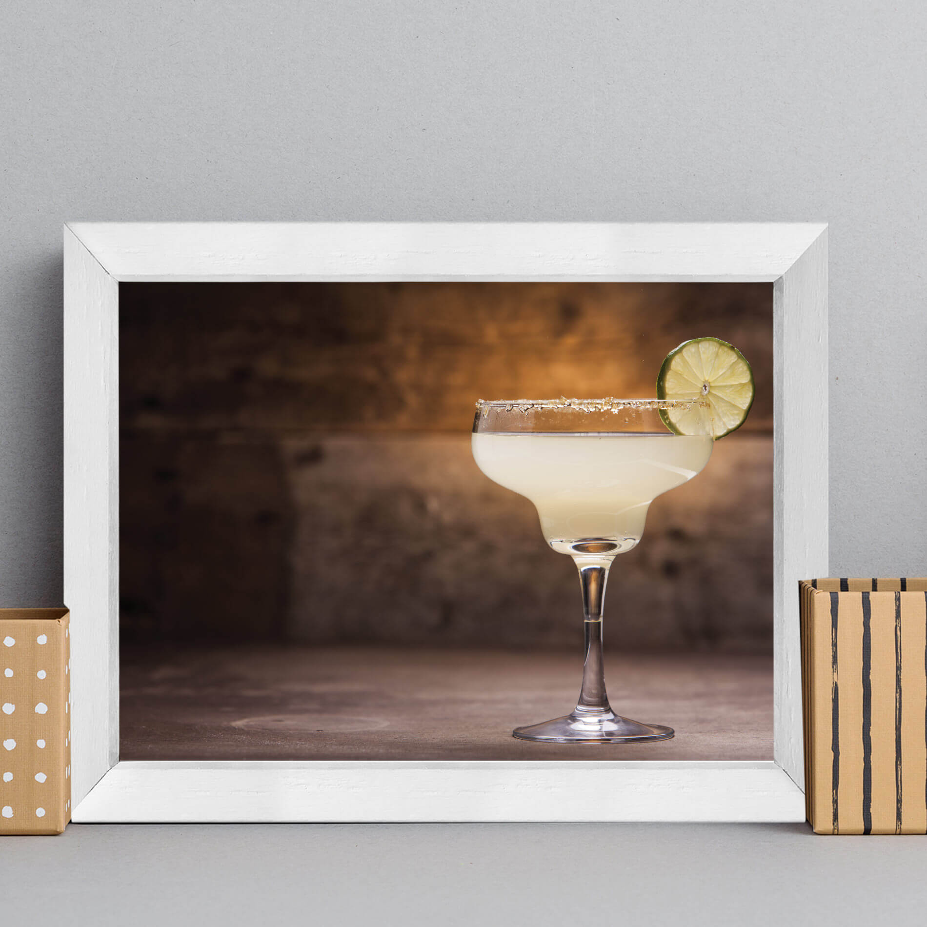 Quadro Cozinha Bebida Margarita Moldura Branca