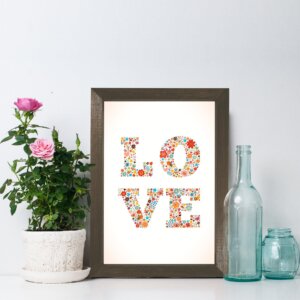 Quadro Decorativo com Moldura Love Flores