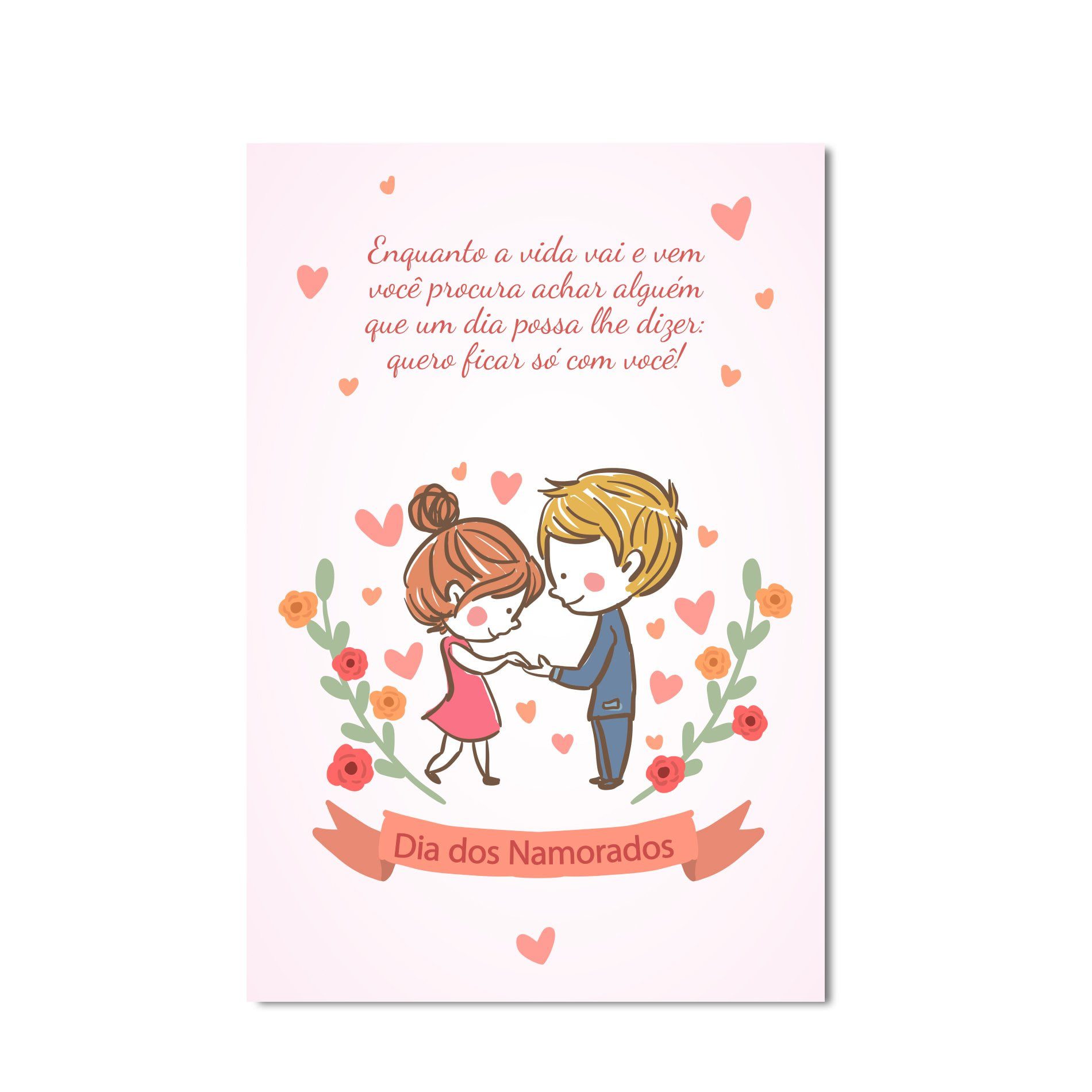 Placa Decorativa MDF Frase Flores e Corações