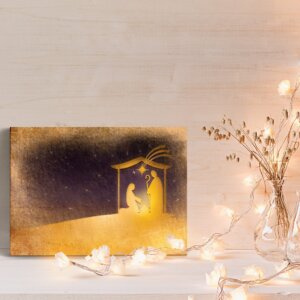 Placa Decorativa em MDF Presépio Sagrada Família 20x30cm