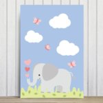 Placa Decorativa Infantil Safari Menina Elefante 20x30cm
