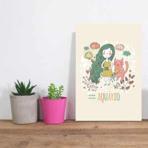Placa Decorativa MDF Infantil Signo Aquário 20x30cm
