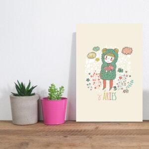 Placa Decorativa MDF Infantil Signo Áries 20x30cm