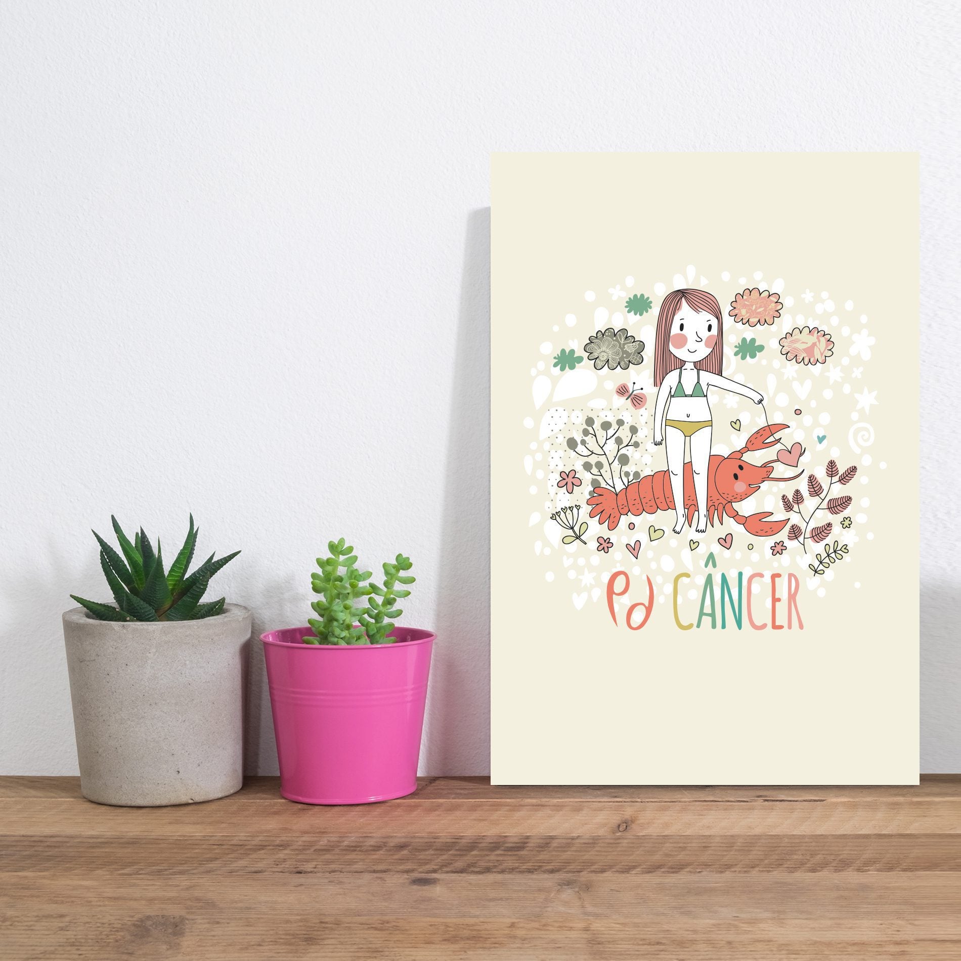 Placa Decorativa MDF Infantil Signo Câncer 20x30cm